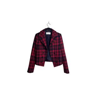 Saint Laurent FW14 wool Tartan Cropped Blazer Hedi Slimane